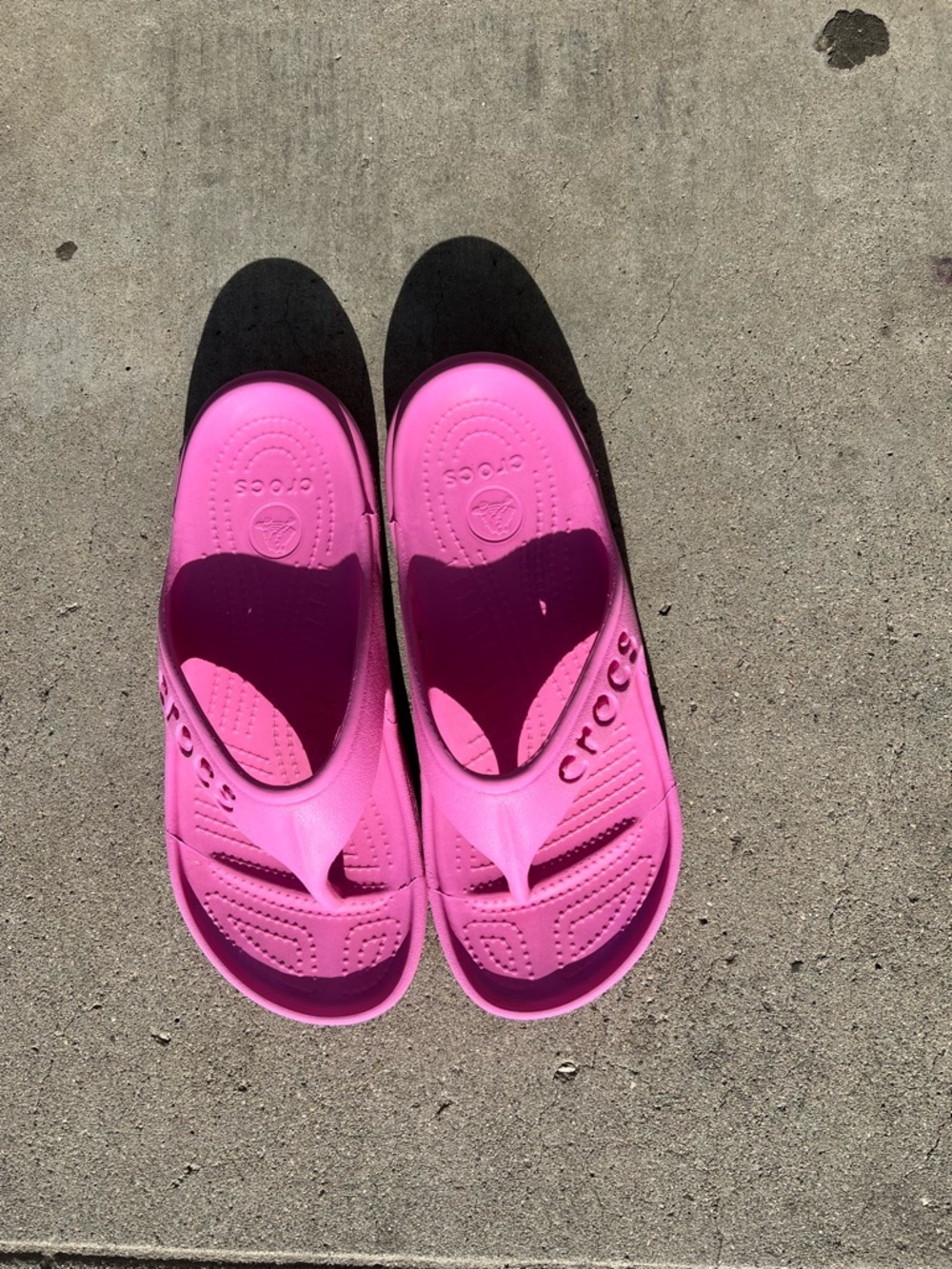 CROCS Hot Pink Foam Flip Sandals